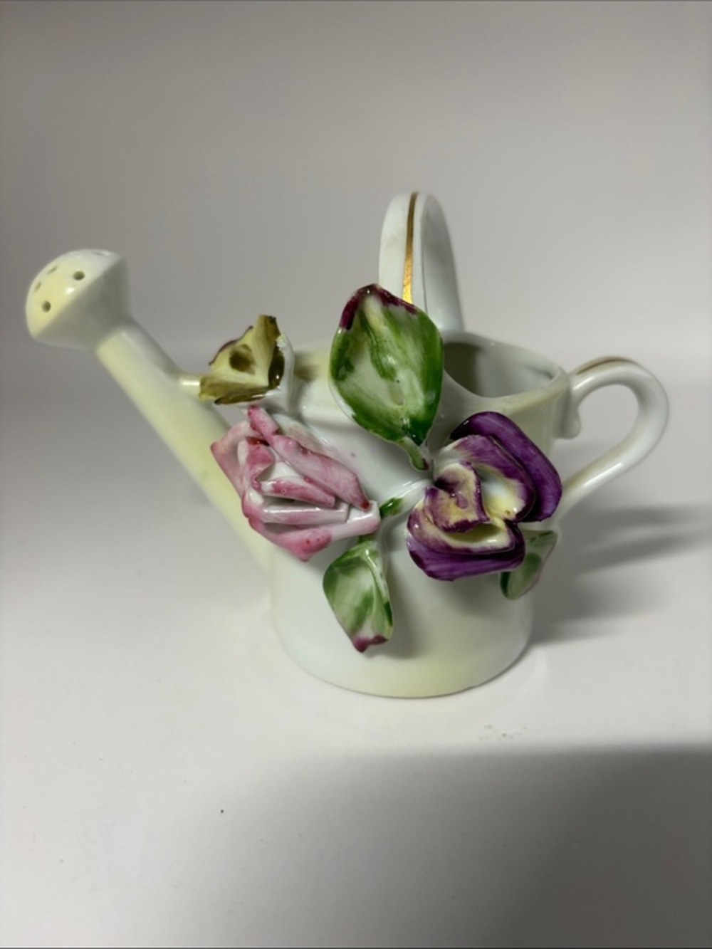 Vintage Japanese porcelain watering can figurine mid-century Parksmith